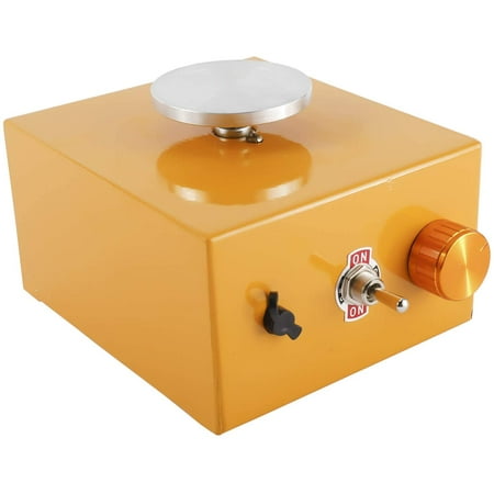 4 DIY Clay Shaping Tools &100mm Mini Pottery Wheel Machine Electric Ceramic Work Forming Machine with 2 Mini Turntable Tray Diameter 65mm Yellow 2-7/12